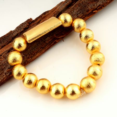 22k Gold plated Chunky beads Stretchable bracelet, Brass handmade jewelry
